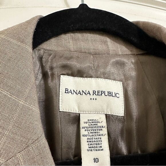 BANANA REPUBLIC GRID WOOL LONG‎ SLEEVE BROWN SINGLE BUTTON BLAZER 10 - Picture 6 of 9